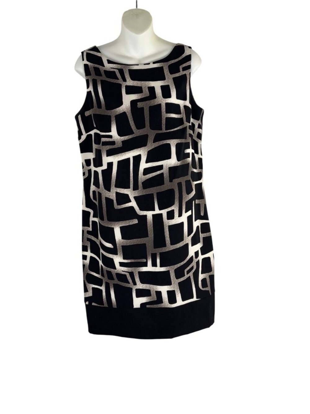 Alyx Mod Geometric Graphic Block Print Knit Shift Dress Bold & Stylish Size 14